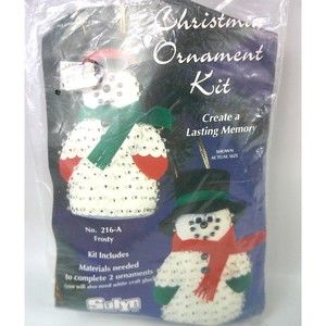 Vintage Sulyn Christmas Ornament Kit Frosty Snowman #216-A Sequins Craft New